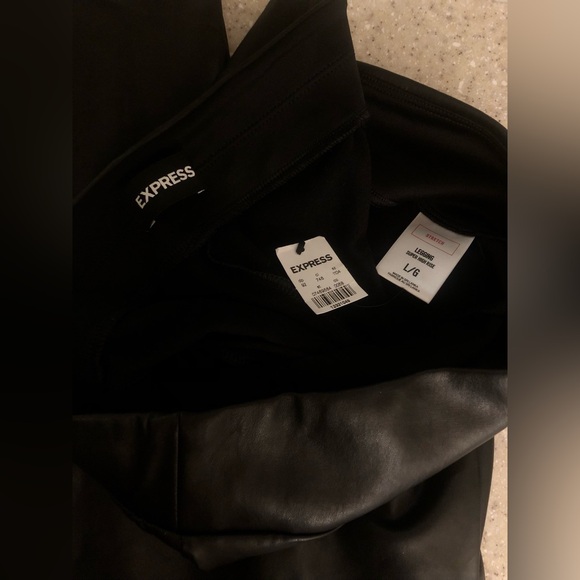 EXPRESS black super high rise faux leather leggings w/ stretch NEW w/ tags RE$69 - Picture 11 of 12